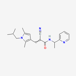 B2795808 2-cyano-3-[2,5-dimethyl-1-(2-methylpropyl)-1H-pyrrol-3-yl]-N-[1-(pyridin-2-yl)ethyl]prop-2-enamide CAS No. 1424704-97-1