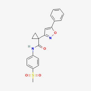molecular formula C20H18N2O4S B2795810 N-(4-(methylsulfonyl)phenyl)-1-(5-phenylisoxazol-3-yl)cyclopropanecarboxamide CAS No. 1334372-75-6
