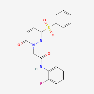 molecular formula C18H14FN3O4S B2795817 N-(2-fluorophenyl)-2-(6-oxo-3-(phenylsulfonyl)pyridazin-1(6H)-yl)acetamide CAS No. 1105221-12-2