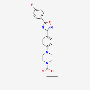 molecular formula C23H25FN4O3 B2795820 叔丁基-4-{4-[5-(4-氟苯基)-1,2,4-噁二唑-3-基]苯基}哌嗪-1-甲酸酯 CAS No. 1272756-32-7