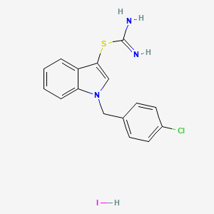 molecular formula C16H15ClIN3S B2795822 1-(4-Chlorobenzyl)-1H-indol-3-yl imidothiocarbamate hydroiodide CAS No. 1049785-06-9