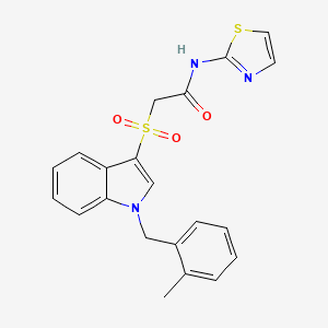 molecular formula C21H19N3O3S2 B2795824 2-((1-(2-甲基苄基)-1H-吲哚-3-基)磺酰基)-N-(噻唑-2-基)乙酰胺 CAS No. 850932-92-2
