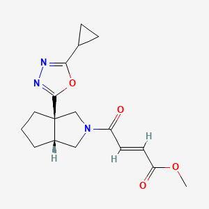 molecular formula C17H21N3O4 B2795826 Methyl (E)-4-[(3aR,6aR)-3a-(5-cyclopropyl-1,3,4-oxadiazol-2-yl)-1,3,4,5,6,6a-hexahydrocyclopenta[c]pyrrol-2-yl]-4-oxobut-2-enoate CAS No. 2411181-17-2