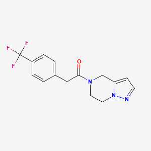 molecular formula C15H14F3N3O B2795835 1-(6,7-dihydropyrazolo[1,5-a]pyrazin-5(4H)-yl)-2-(4-(trifluoromethyl)phenyl)ethanone CAS No. 2034237-69-7