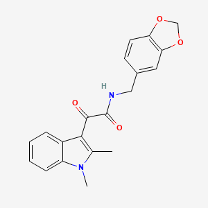 molecular formula C20H18N2O4 B2795870 N-[(2H-1,3-benzodioxol-5-yl)methyl]-2-(1,2-dimethyl-1H-indol-3-yl)-2-oxoacetamide CAS No. 862831-11-6