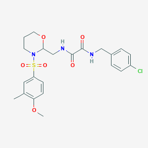 molecular formula C22H26ClN3O6S B2795875 N'-[(4-chlorophenyl)methyl]-N-{[3-(4-methoxy-3-methylbenzenesulfonyl)-1,3-oxazinan-2-yl]methyl}ethanediamide CAS No. 872985-90-5
