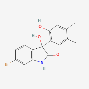 molecular formula C16H14BrNO3 B2795881 6-溴-3-羟基-3-(2-羟基-4,5-二甲基苯基)-1,3-二氢-2H-吲哚-2-酮 CAS No. 866043-41-6