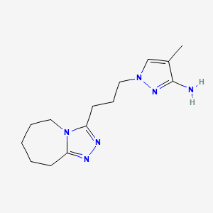 molecular formula C14H22N6 B2795882 4-methyl-1-[3-(6,7,8,9-tetrahydro-5H-[1,2,4]triazolo[4,3-a]azepin-3-yl)propyl]-1H-pyrazol-3-amine CAS No. 1174854-93-3