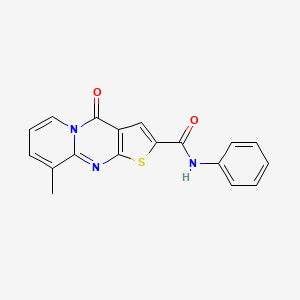 molecular formula C18H13N3O2S B2795886 9-甲基-4-氧代-N-苯基-4H-吡啶并[1,2-a]噻吩并[2,3-d]嘧啶-2-甲酰胺 CAS No. 690252-62-1