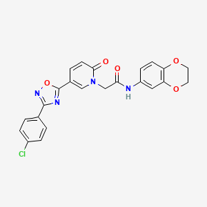 molecular formula C23H17ClN4O5 B2795889 2-(5-(3-(4-chlorophenyl)-1,2,4-oxadiazol-5-yl)-2-oxopyridin-1(2H)-yl)-N-(2,3-dihydrobenzo[b][1,4]dioxin-6-yl)acetamide CAS No. 1112313-78-6