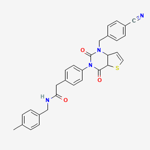 2-[4-[1-[(4-cyanophenyl)methyl]-2,4-dioxo-4a,7a-dihydrothieno[3,2-d]pyrimidin-3-yl]phenyl]-N-[(4-methylphenyl)methyl]acetamide