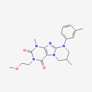 molecular formula C20H25N5O3 B2795894 3-(2-methoxyethyl)-1,7-dimethyl-9-(3-methylphenyl)-7,8-dihydro-6H-purino[7,8-a]pyrimidine-2,4-dione CAS No. 844653-48-1