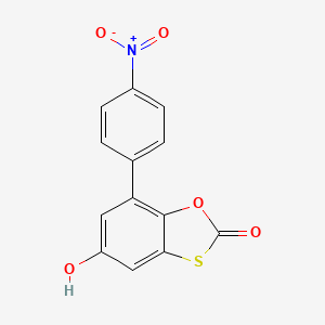 molecular formula C13H7NO5S B2795895 5-Hydroxy-7-(4-nitrophenyl)-1,3-benzoxathiol-2-one CAS No. 417701-01-0