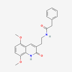 molecular formula C21H22N2O4 B2795905 N-[2-(5,8-dimethoxy-2-oxo-1,2-dihydroquinolin-3-yl)ethyl]-2-phenylacetamide CAS No. 851403-36-6