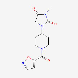 molecular formula C13H16N4O4 B2795907 3-Methyl-1-[1-(1,2-oxazole-5-carbonyl)piperidin-4-yl]imidazolidine-2,4-dione CAS No. 2195877-51-9