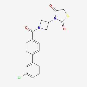 molecular formula C19H15ClN2O3S B2795908 3-(1-(3'-Chloro-[1,1'-biphenyl]-4-carbonyl)azetidin-3-yl)thiazolidine-2,4-dione CAS No. 1795089-33-6