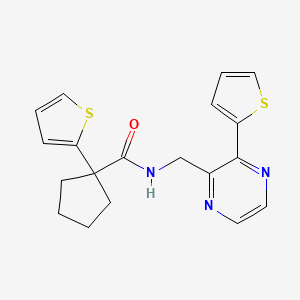 molecular formula C19H19N3OS2 B2795929 1-(thiophen-2-yl)-N-((3-(thiophen-2-yl)pyrazin-2-yl)methyl)cyclopentanecarboxamide CAS No. 2034312-75-7