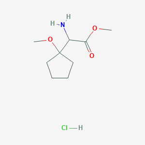 molecular formula C9H18ClNO3 B2795930 methyl2-amino-2-(1-methoxycyclopentyl)acetatehydrochloride CAS No. 2361644-20-2