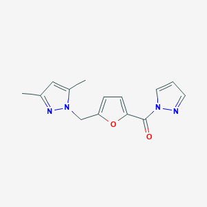 molecular formula C14H14N4O2 B279598 [5-[(3,5-Dimethylpyrazol-1-yl)methyl]furan-2-yl]-pyrazol-1-ylmethanone 
