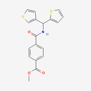 molecular formula C18H15NO3S2 B2795992 Methyl 4-((thiophen-2-yl(thiophen-3-yl)methyl)carbamoyl)benzoate CAS No. 2034223-40-8