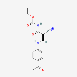 molecular formula C15H15N3O4 B2796003 ethyl N-[3-(4-acetylanilino)-2-cyanoacryloyl]carbamate CAS No. 477853-57-9