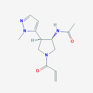 molecular formula C13H18N4O2 B2796014 rac-N-[(3R,4S)-4-(1-methyl-1H-pyrazol-5-yl)-1-(prop-2-enoyl)pyrrolidin-3-yl]acetamide CAS No. 2305448-50-2