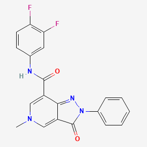 molecular formula C20H14F2N4O2 B2796023 N-(3,4-difluorophenyl)-5-methyl-3-oxo-2-phenyl-2H,3H,5H-pyrazolo[4,3-c]pyridine-7-carboxamide CAS No. 921575-00-0