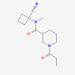 molecular formula C15H23N3O2 B2796031 N-(1-cyanocyclobutyl)-N-methyl-1-propanoylpiperidine-3-carboxamide CAS No. 1798779-71-1
