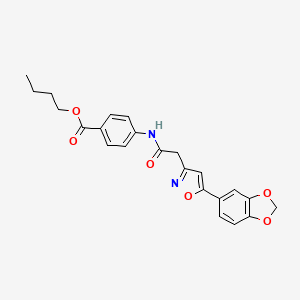 molecular formula C23H22N2O6 B2796066 Butyl 4-(2-(5-(benzo[d][1,3]dioxol-5-yl)isoxazol-3-yl)acetamido)benzoate CAS No. 1171741-24-4