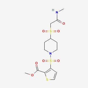 molecular formula C14H20N2O7S3 B2796078 methyl 3-({4-[(methylcarbamoyl)methanesulfonyl]piperidin-1-yl}sulfonyl)thiophene-2-carboxylate CAS No. 1448063-38-4