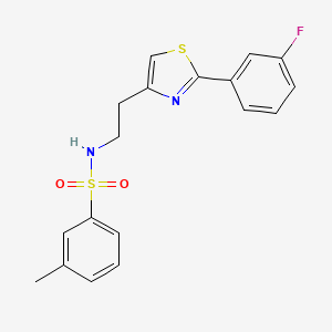 molecular formula C18H17FN2O2S2 B2796092 N-{2-[2-(3-fluorophenyl)-1,3-thiazol-4-yl]ethyl}-3-methylbenzene-1-sulfonamide CAS No. 946375-78-6