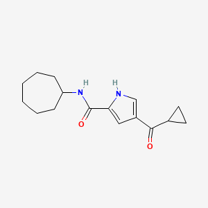 molecular formula C16H22N2O2 B2796105 N-cycloheptyl-4-cyclopropanecarbonyl-1H-pyrrole-2-carboxamide CAS No. 860610-18-0