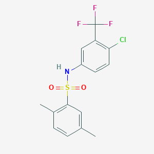 molecular formula C15H13ClF3NO2S B2796106 N-(4-chloro-3-(trifluoromethyl)phenyl)-2,5-dimethylbenzenesulfonamide CAS No. 701217-38-1