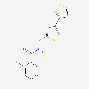 molecular formula C16H12FNOS2 B2796115 N-({[3,3'-bithiophene]-5-yl}methyl)-2-fluorobenzamide CAS No. 2379985-02-9
