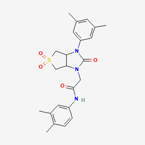 molecular formula C23H27N3O4S B2796156 N-(3,4-dimethylphenyl)-2-[3-(3,5-dimethylphenyl)-2,5,5-trioxo-hexahydro-1H-5lambda6-thieno[3,4-d]imidazol-1-yl]acetamide CAS No. 894924-51-7