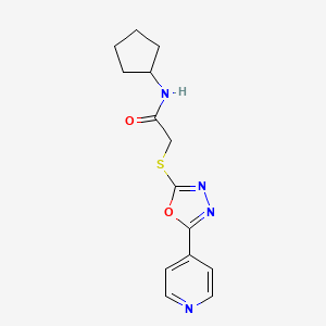 molecular formula C14H16N4O2S B2796161 N-cyclopentyl-2-((5-(pyridin-4-yl)-1,3,4-oxadiazol-2-yl)thio)acetamide CAS No. 899752-03-5