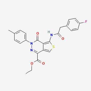 molecular formula C24H20FN3O4S B2796169 ethyl 5-[2-(4-fluorophenyl)acetamido]-3-(4-methylphenyl)-4-oxo-3H,4H-thieno[3,4-d]pyridazine-1-carboxylate CAS No. 851948-60-2