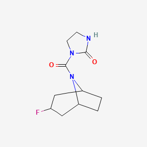 molecular formula C11H16FN3O2 B2796170 1-{3-Fluoro-8-azabicyclo[3.2.1]octane-8-carbonyl}imidazolidin-2-one CAS No. 2320853-11-8