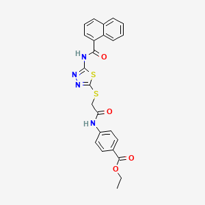 molecular formula C24H20N4O4S2 B2796180 ethyl 4-(2-{[5-(naphthalene-1-amido)-1,3,4-thiadiazol-2-yl]sulfanyl}acetamido)benzoate CAS No. 392293-43-5