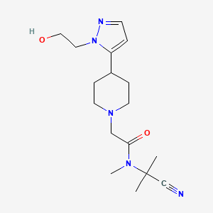 molecular formula C17H27N5O2 B2796211 N-(1-cyano-1-methylethyl)-2-{4-[1-(2-hydroxyethyl)-1H-pyrazol-5-yl]piperidin-1-yl}-N-methylacetamide CAS No. 1280826-16-5