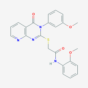 molecular formula C23H20N4O4S B2796246 N-(2-methoxyphenyl)-2-{[3-(3-methoxyphenyl)-4-oxo-3H,4H-pyrido[2,3-d]pyrimidin-2-yl]sulfanyl}acetamide CAS No. 902948-94-1