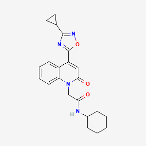 molecular formula C22H24N4O3 B2796248 N-cyclohexyl-2-[4-(3-cyclopropyl-1,2,4-oxadiazol-5-yl)-2-oxo-1,2-dihydroquinolin-1-yl]acetamide CAS No. 1251593-85-7