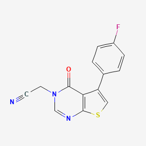 molecular formula C14H8FN3OS B2796252 2-(5-(4-Fluorophenyl)-4-oxothieno[2,3-d]pyrimidin-3(4H)-yl)acetonitrile CAS No. 634162-74-6