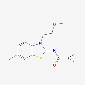 molecular formula C15H18N2O2S B2796270 N-[(2Z)-3-(2-methoxyethyl)-6-methyl-2,3-dihydro-1,3-benzothiazol-2-ylidene]cyclopropanecarboxamide CAS No. 1006269-61-9