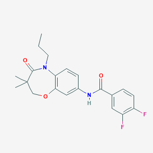 molecular formula C21H22F2N2O3 B2796286 N-(3,3-dimethyl-4-oxo-5-propyl-2,3,4,5-tetrahydro-1,5-benzoxazepin-8-yl)-3,4-difluorobenzamide CAS No. 921567-31-9