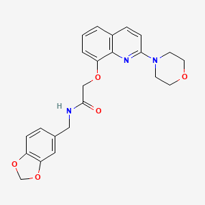 molecular formula C23H23N3O5 B2796304 N-(benzo[d][1,3]dioxol-5-ylmethyl)-2-((2-morpholinoquinolin-8-yl)oxy)acetamide CAS No. 941954-34-3
