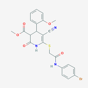 molecular formula C23H20BrN3O5S B2796336 methyl 6-({[(4-bromophenyl)carbamoyl]methyl}sulfanyl)-5-cyano-4-(2-methoxyphenyl)-2-oxo-1,2,3,4-tetrahydropyridine-3-carboxylate CAS No. 376369-53-8