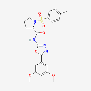 molecular formula C22H24N4O6S B2796339 N-(5-(3,5-dimethoxyphenyl)-1,3,4-oxadiazol-2-yl)-1-tosylpyrrolidine-2-carboxamide CAS No. 1048387-63-8