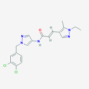 molecular formula C19H19Cl2N5O B279640 (E)-N-[1-(3,4-DICHLOROBENZYL)-1H-PYRAZOL-4-YL]-3-(1-ETHYL-5-METHYL-1H-PYRAZOL-4-YL)-2-PROPENAMIDE 