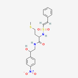 molecular formula C21H25N3O6S2 B2796416 N-[2-Hydroxy-2-(4-nitrophenyl)ethyl]-4-methylsulfanyl-2-[[(E)-2-phenylethenyl]sulfonylamino]butanamide CAS No. 1214867-91-0
